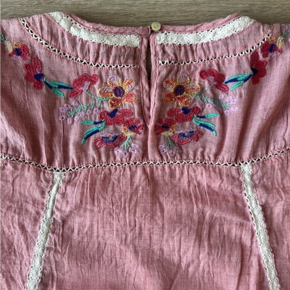 Umgee Pink Short Sleeve Embroidered Mini Dress Size S Spring Floral - Picture 8 of 10